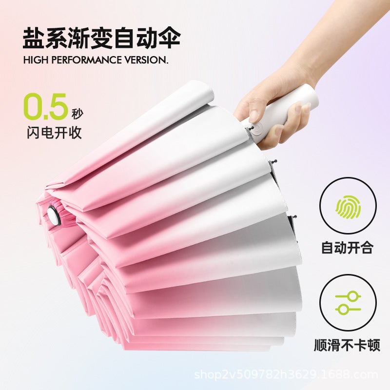 32 Bone Automatic Umbrella Gradient Sunscreen Sun Umbrella Increase Anti Storm Umbrella Custom Logo - Image 4